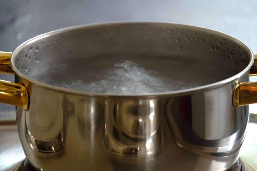 boiling water in a pot